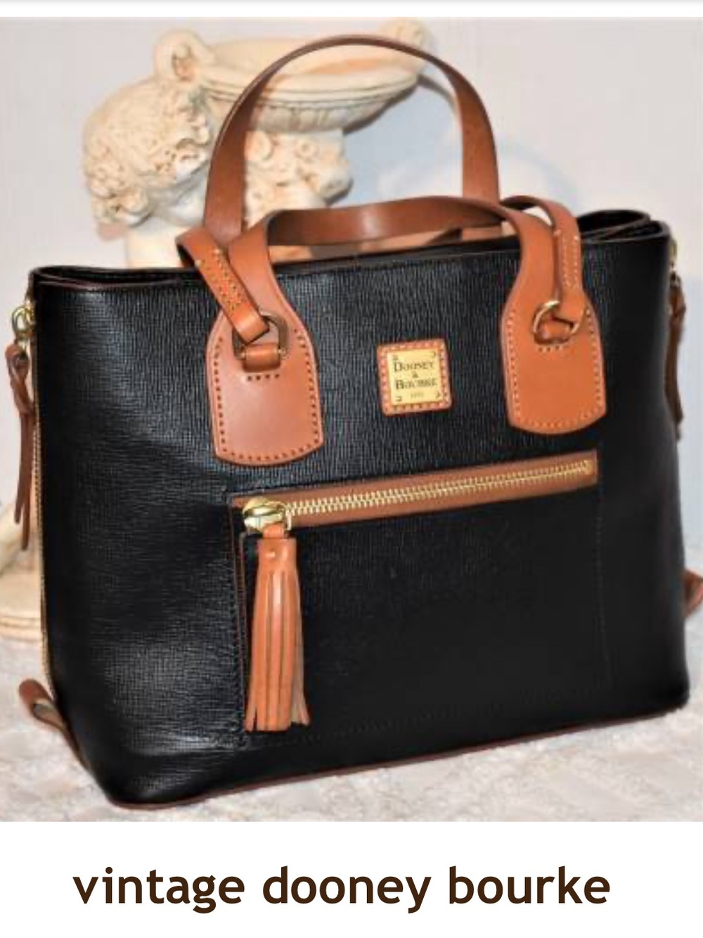 Dooney & Bourke European Saffiano Leather Satchel Tote Tan